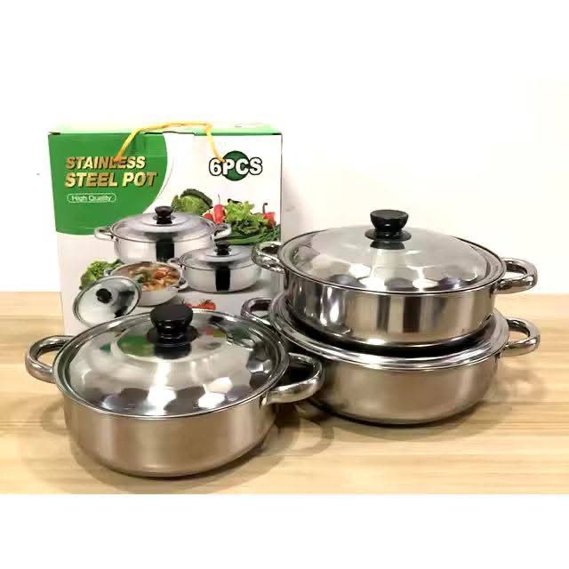 6pcs Stainless Steel Heavy Pot Set