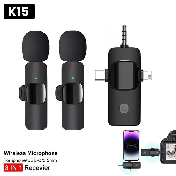 K15 3 in 1 Dual Wireless Microphone