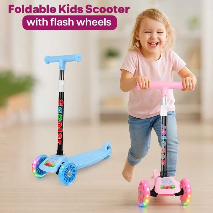 Folding kids scooter with light